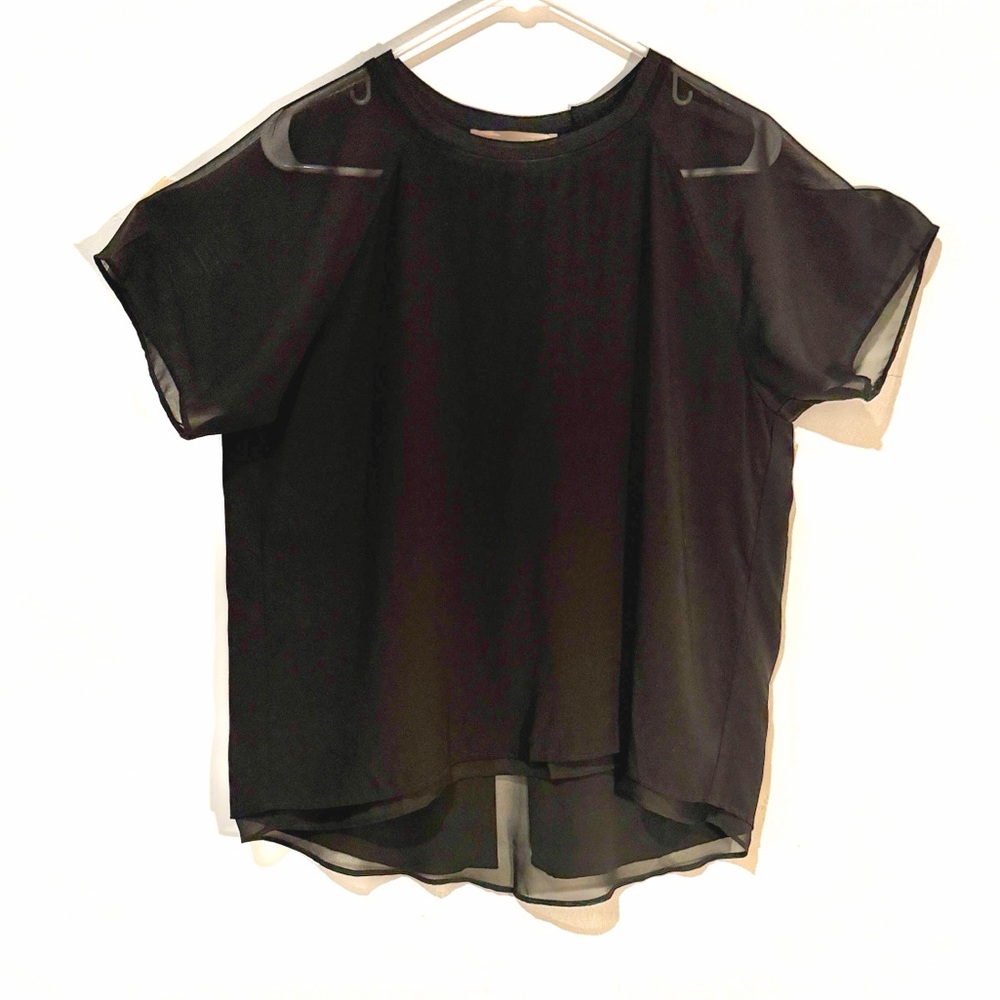 Forever 21 Black Sheer Sleeve Top size L